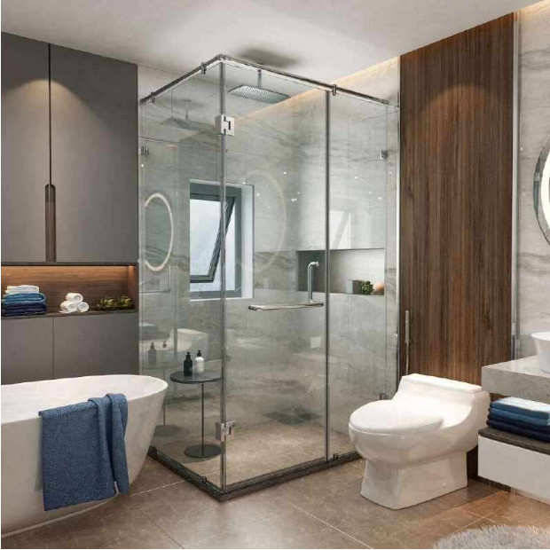 PHÒNG TẮM GÓC 90° HỆ GIẰNG ĐỈNH ỐNG INOX TRÒN