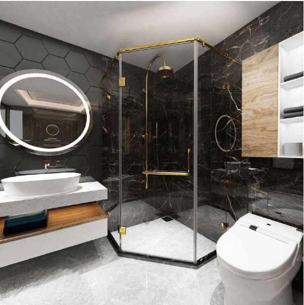 PHÒNG TẮM 135° HỆ GIẰNG ĐỈNH ỐNG INOX TRÒN