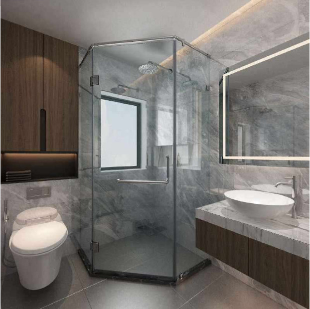 PHÒNG TẮM 135° HỆ GIẰNG ĐỈNH ỐNG INOX TRÒN