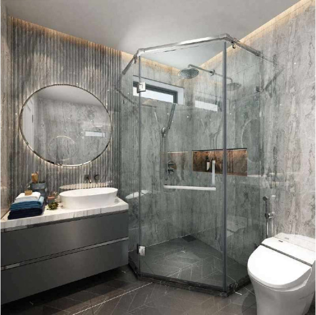 PHÒNG TẮM 135° HỆ GIẲNG ĐỈNH HỘP INOX VUÔNG