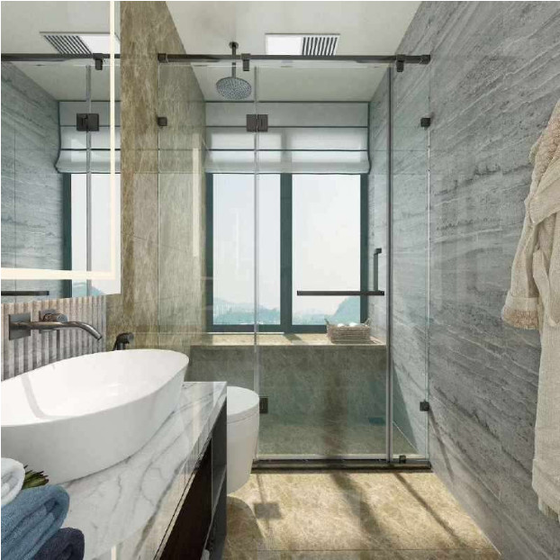 PHÒNG TẮM 180° K-K HỆ GIẲNG ĐỈNH HỘP INOX VUÔNG